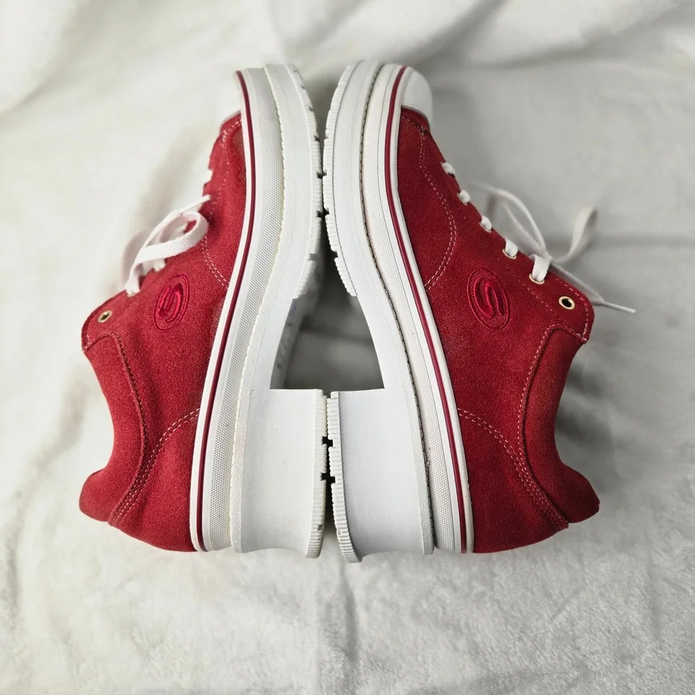 Skechers Jammers Heritage Red Suede Platform Sneakers Womens 10 Retro 74360